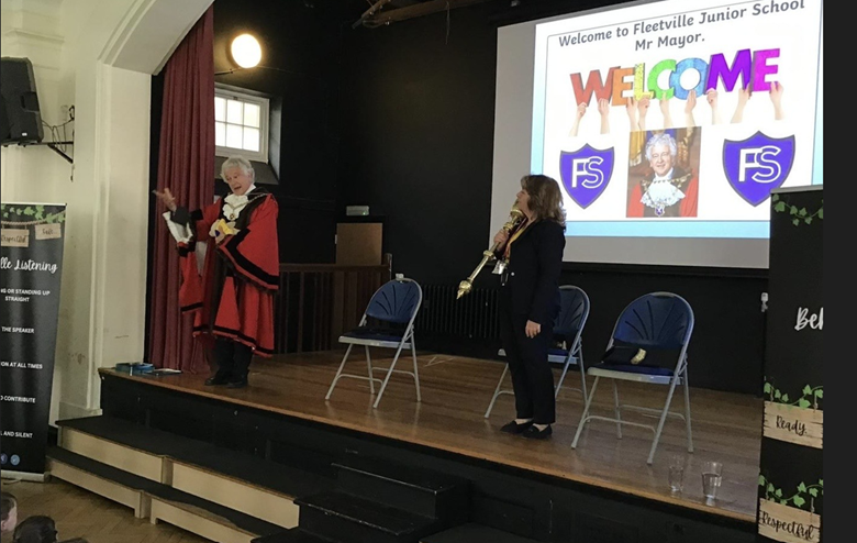 The Mayor, Cllr Anthony Rowlands, at Fleetville Junior School