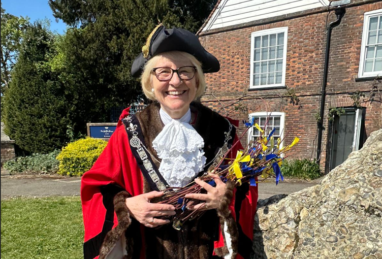 St Albans Mayor, Cllr Teresa Heritage, prepares for the Beating the Bounds ceremony