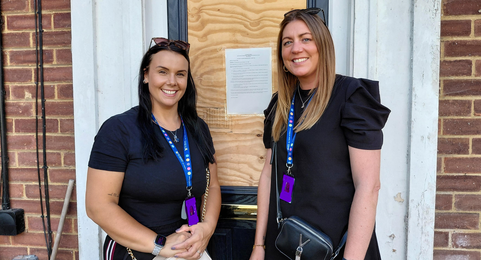 The Council's Anti-Social Behaviour Officer, Carmel Sheringham-Ford, left, and Housing Officer, Sarah Mcgee, serve the Closure Order on a property in Sopwell.