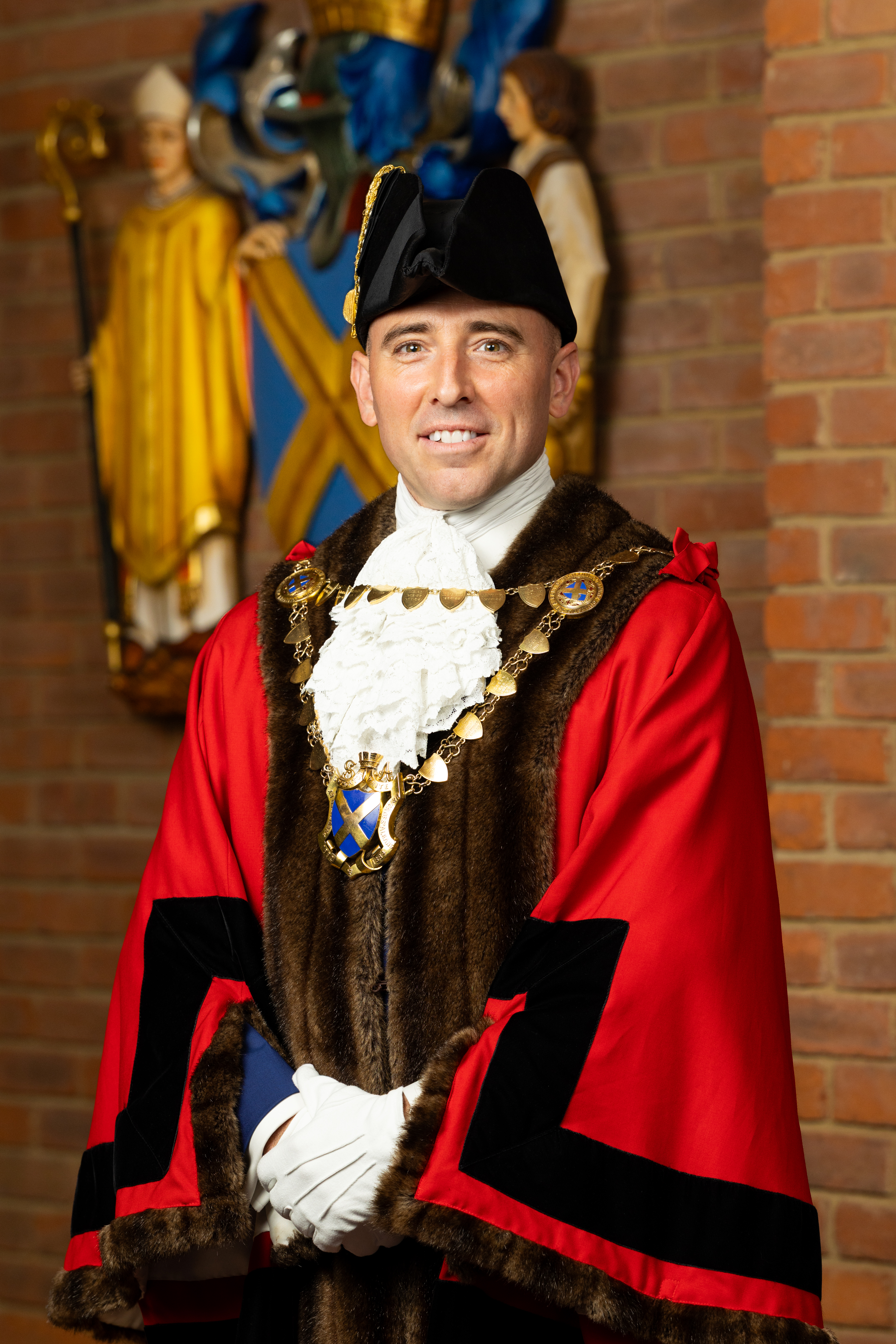 The Right Worshipful The Mayor of St Albans City and District - Cllr Matt Fisher in his Ceremonial Robes and Chain of Office 