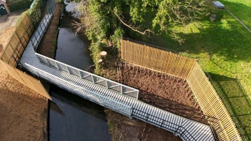 Areal picture of the new bridge and landscaping