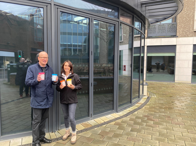 Cllr Paul de Kort with Darlish ice cream founder Laura Dawson 1