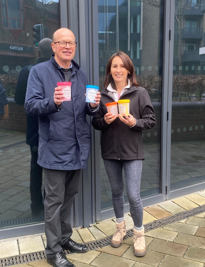 Cllr Paul de Kort with Darlish ice cream founder Laura Dawson