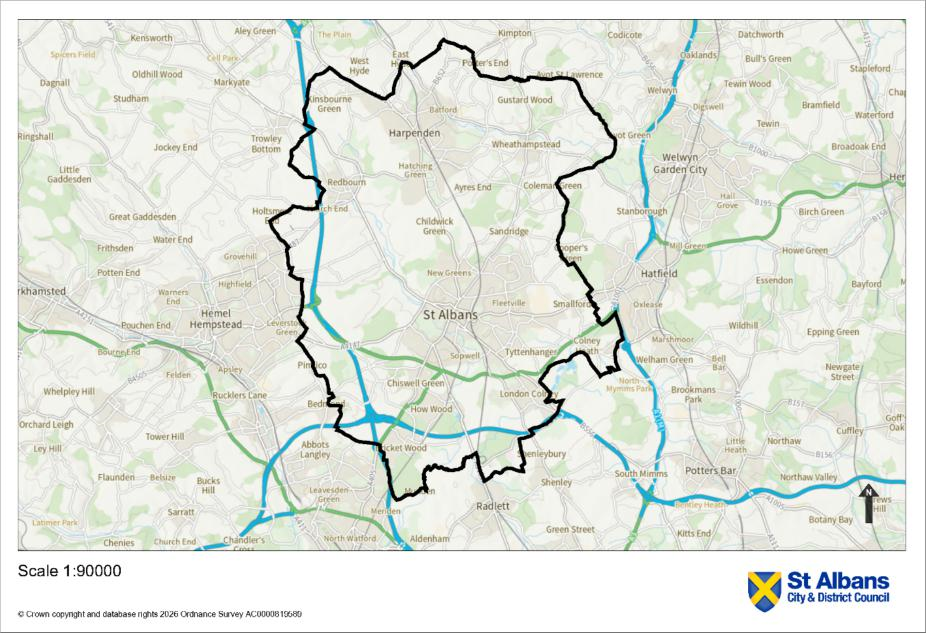 St Albans City & District Council Administrative Boundary