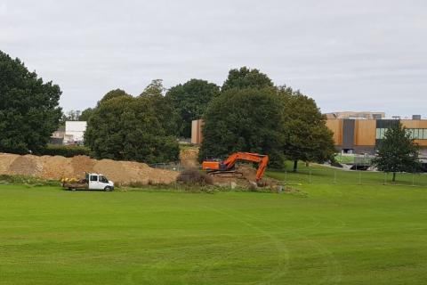 The spoil next to the new leisure centre