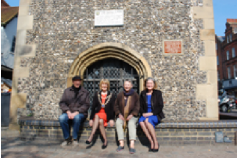 Mayor Councillor Leonard in front of the Clock Tower