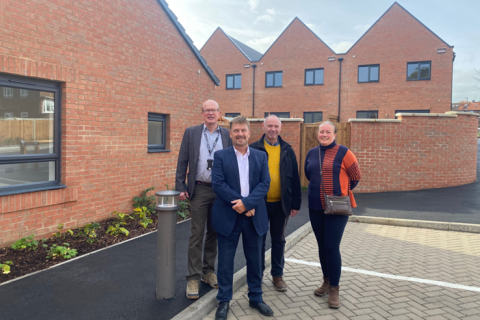 From left to right, Cllr de Kort, Mark Doyle, Neilcott Construction’s Regional Director, Cllr Johns and Cllr Taylor at the development