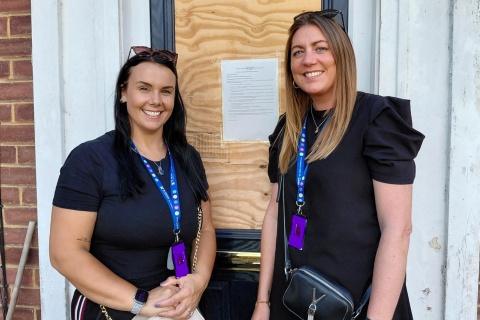 The Council's Anti-Social Behaviour Officer, Carmel Sheringham-Ford, left, and Housing Officer, Sarah Mcgee, serve the Closure Order on a property in Sopwell.